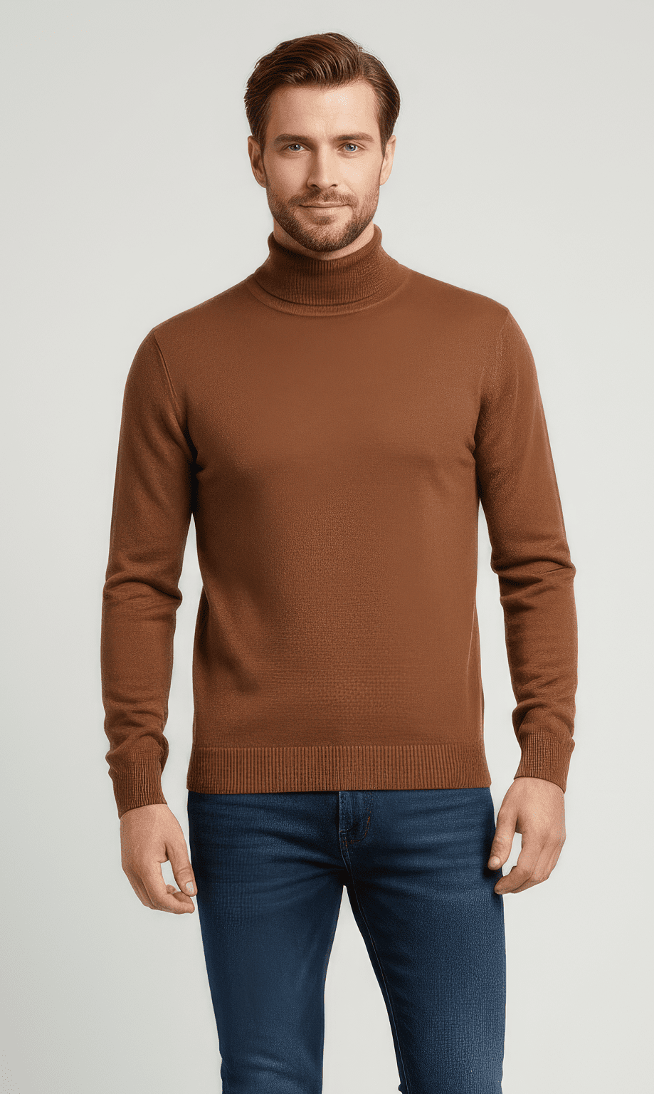 Stonebrook Studio - StonebrookStudio | Men's Pure Merino Roll Neck Jumper – Classic Warm Pullover