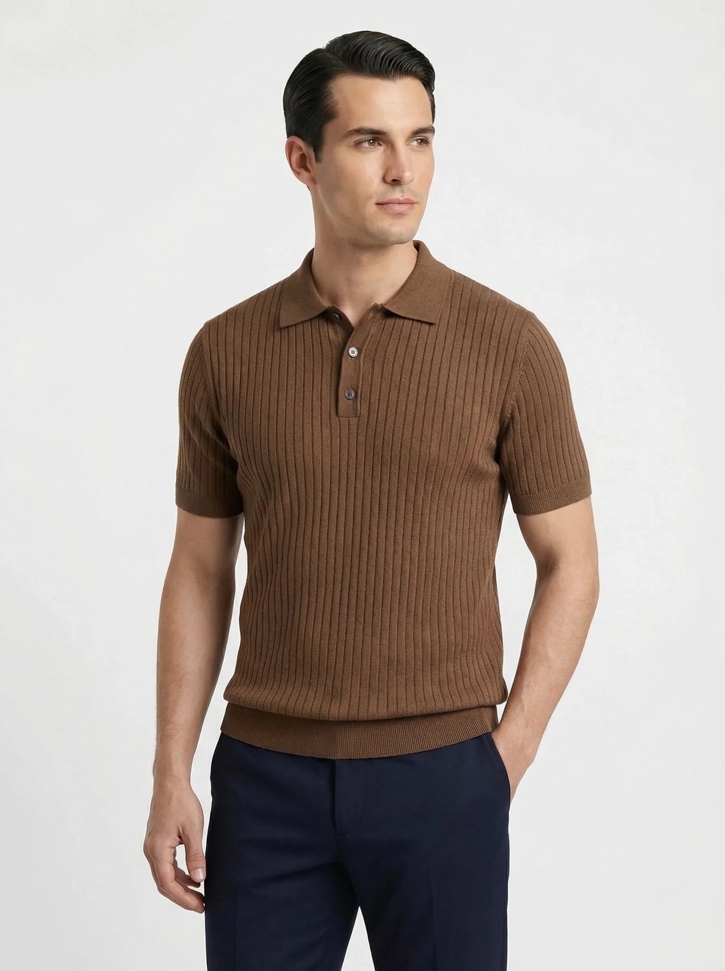 Stonebrook Studio - Stonebrook Studio | Men's Polo Shirt - Cotton Cable Knit