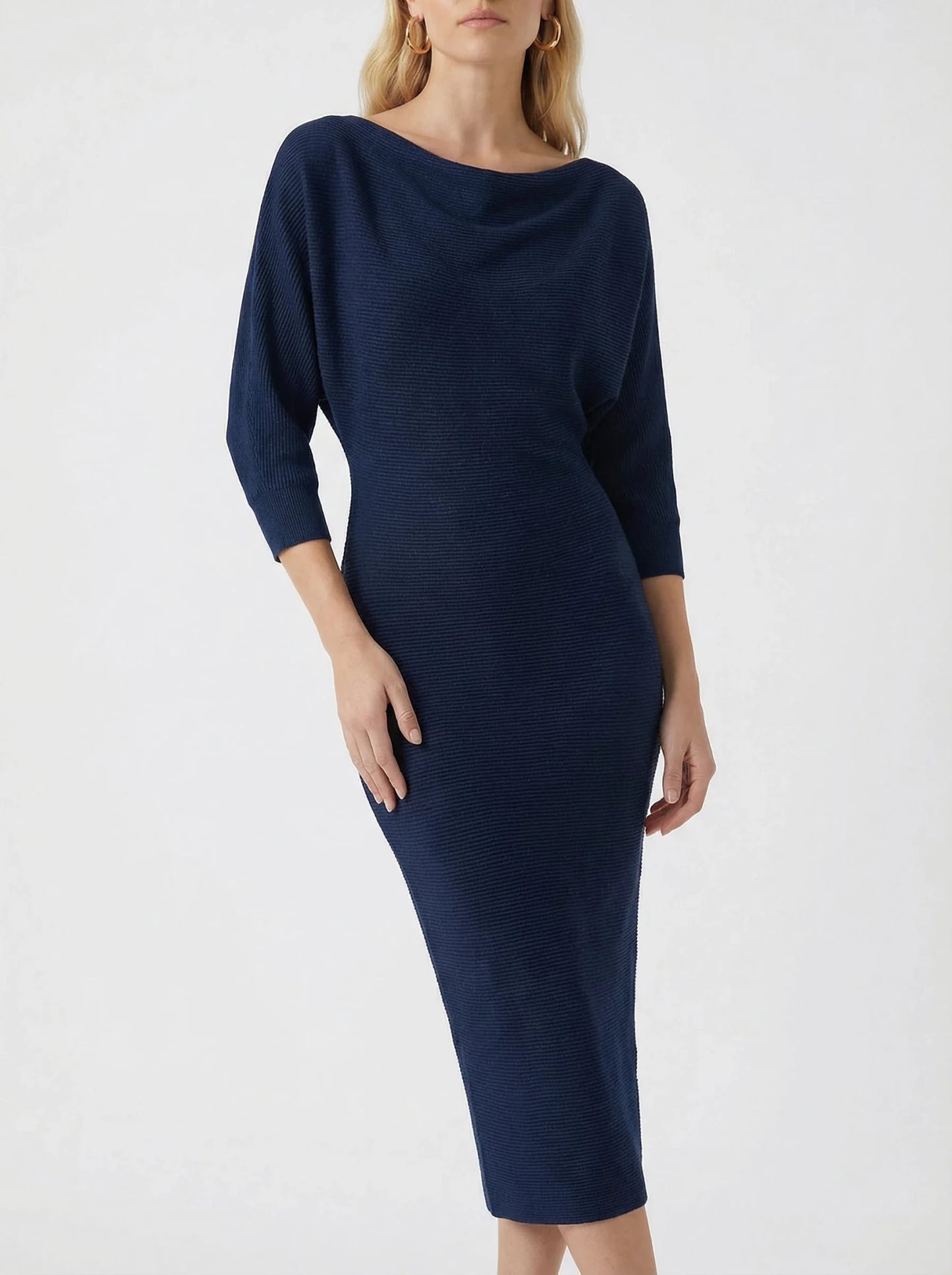 Stonebrook Studio - StonebrookStudio | Women’s Elegant Draped Batwing Midi Dress
