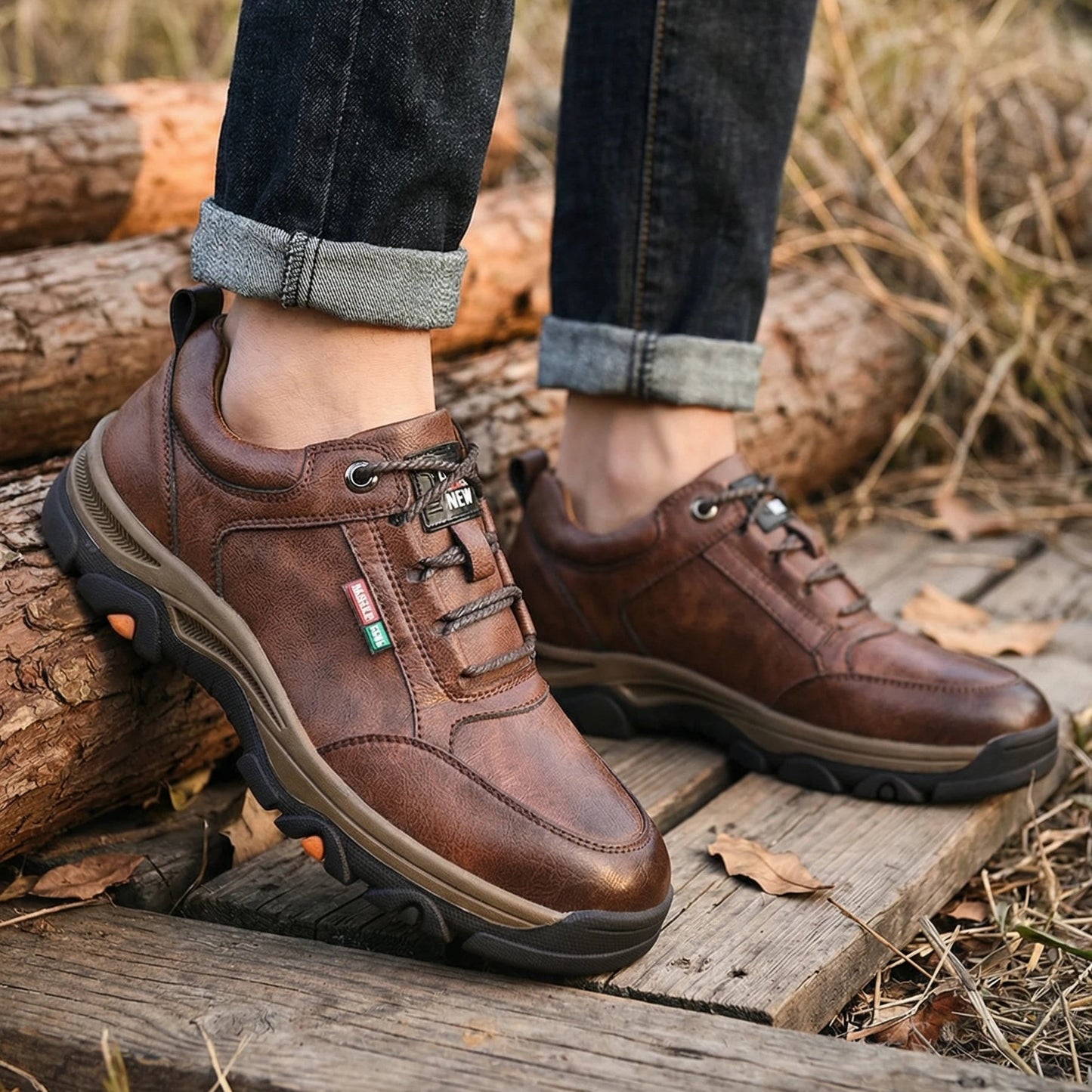 Stonebrook Studio - StonebrookStudio | Men’s Leather Outdoor Walking Shoes - Waterproof Lace Up