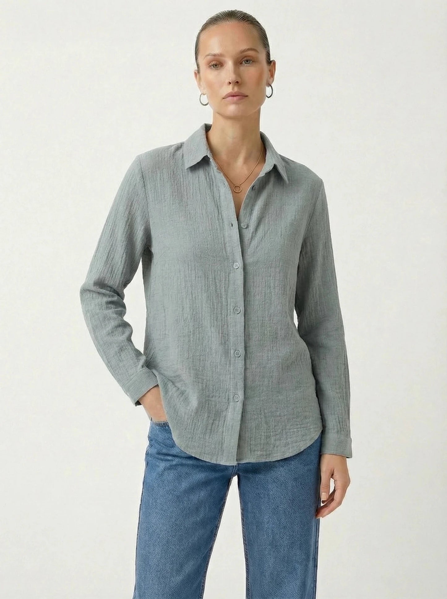 Stonebrook Studio - Stonebrook Studio | Women’s Linen Button Down Shirt - Classic Workwear Fit
