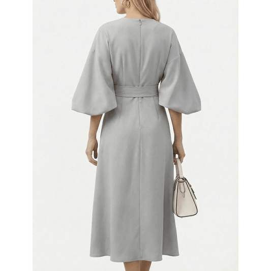 Stonebrook Studio - Stonebrook Studio | Women’s Batwing Sleeve Midi Dress Elegant - High Waist Belted