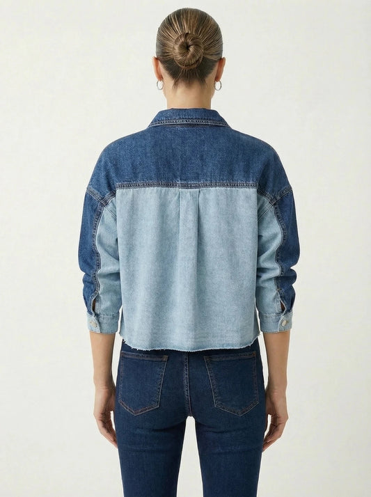 Stonebrook Studio - Stonebrook Studio | Women’s Denim Two - Tone Jacket - Classic Comfort Regular Fit