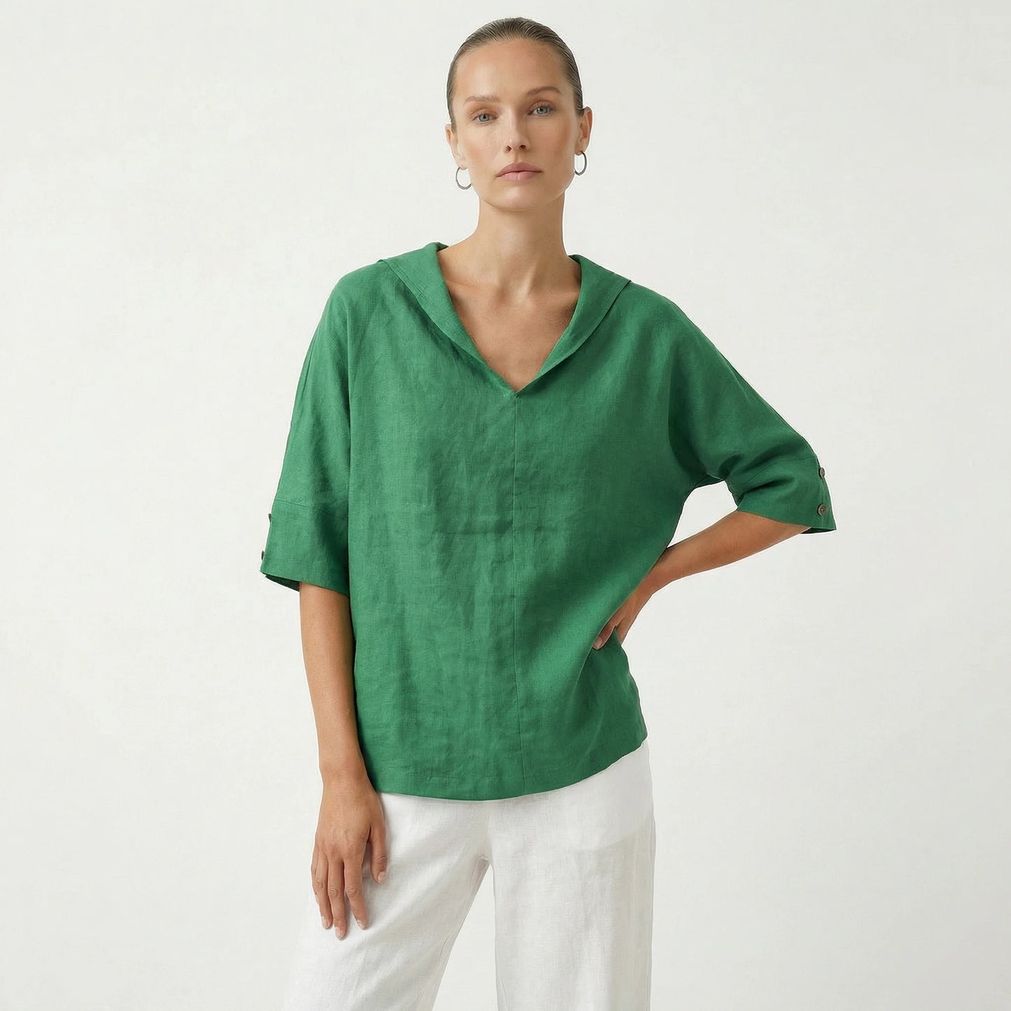 Stonebrook Studio - Stonebrook Studio | Women’s Linen Casual Shirt V - Neck - Loose Fit Everyday Wear