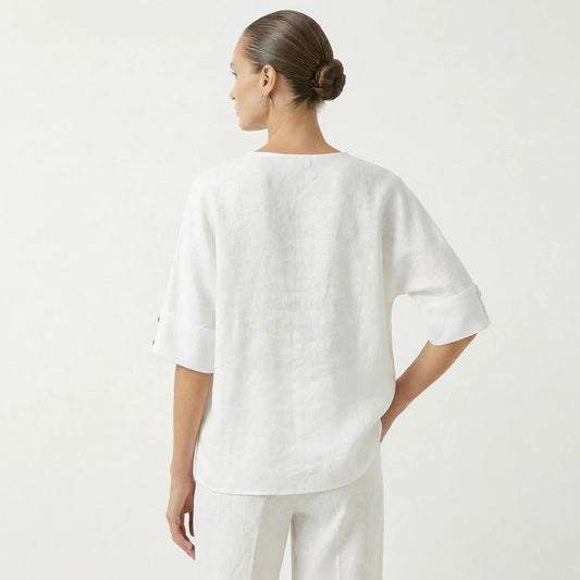 Stonebrook Studio - Stonebrook Studio | Women’s Linen Casual Shirt V - Neck - Loose Fit Everyday Wear