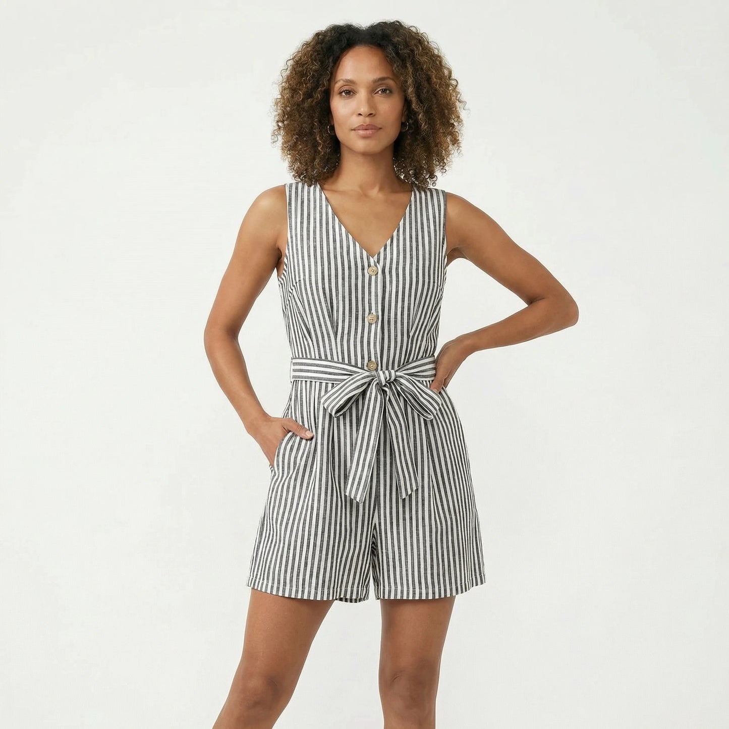 Stonebrook Studio - Stonebrook Studio | Women’s Lightweight Sleeveless Curvy Fit Tank Romper - Cotton Shorts