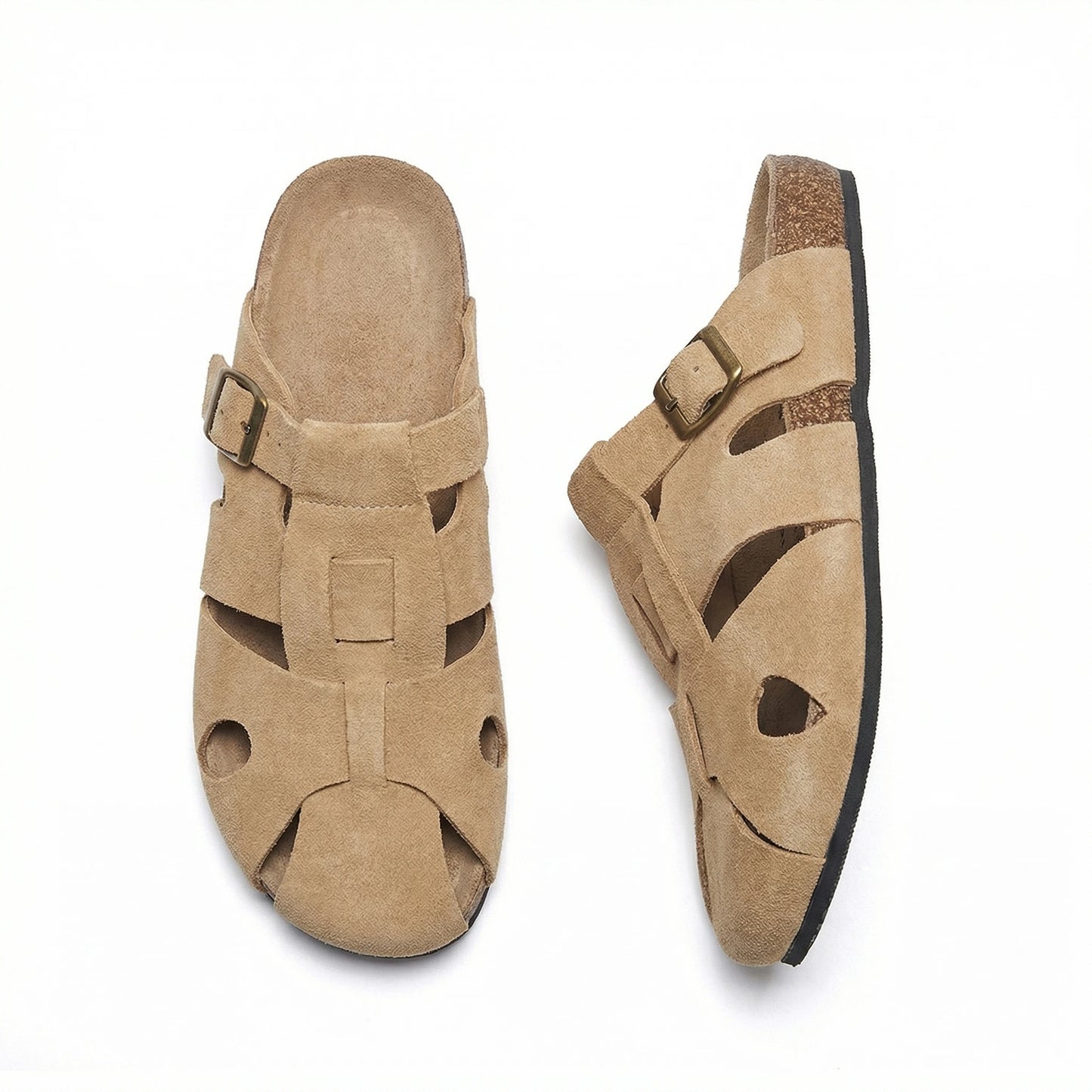 Stonebrook Studio - Stonebrook Studio | Leather Cork Slippers - Comfort Minimalist Flat Sandals