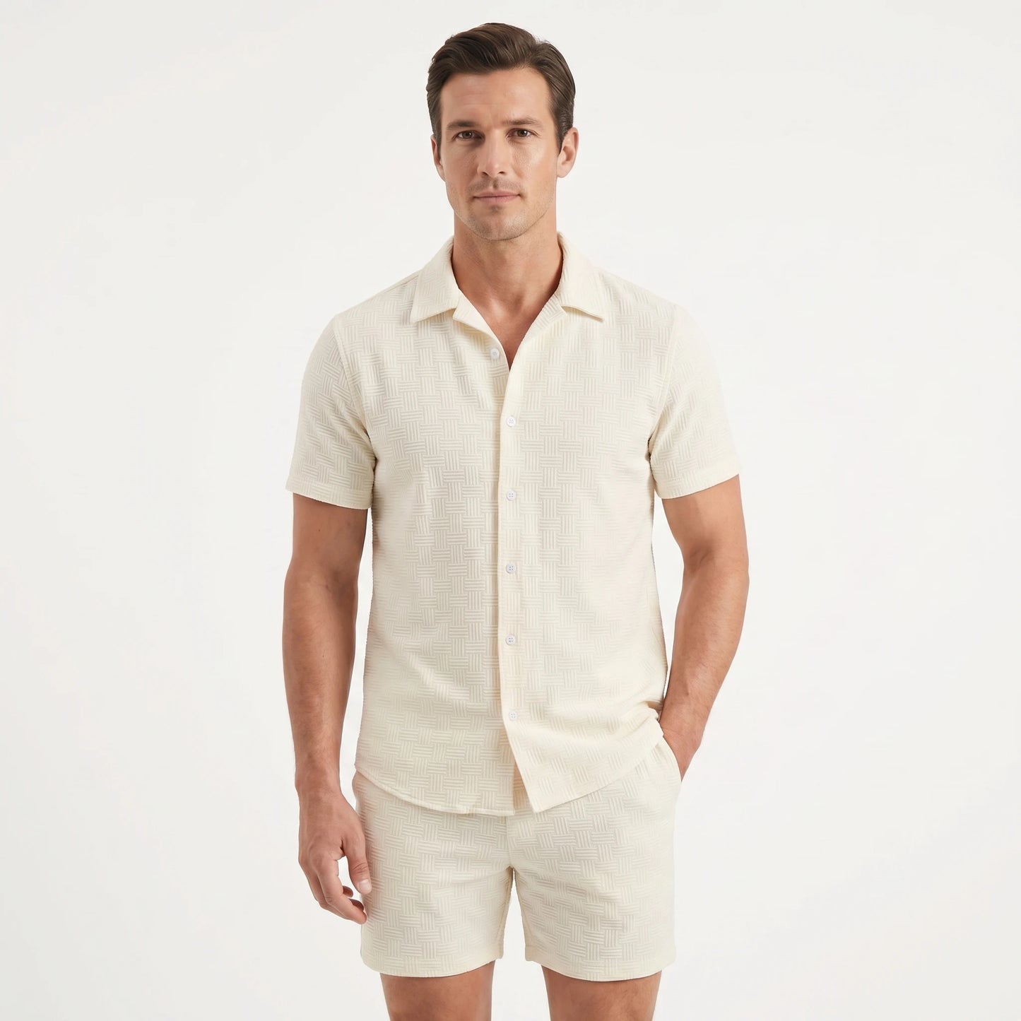 Stonebrook Studio - Stonebrook Studio | Men’s Linen Two Piece Set Short Sleeve Shirt And Shorts