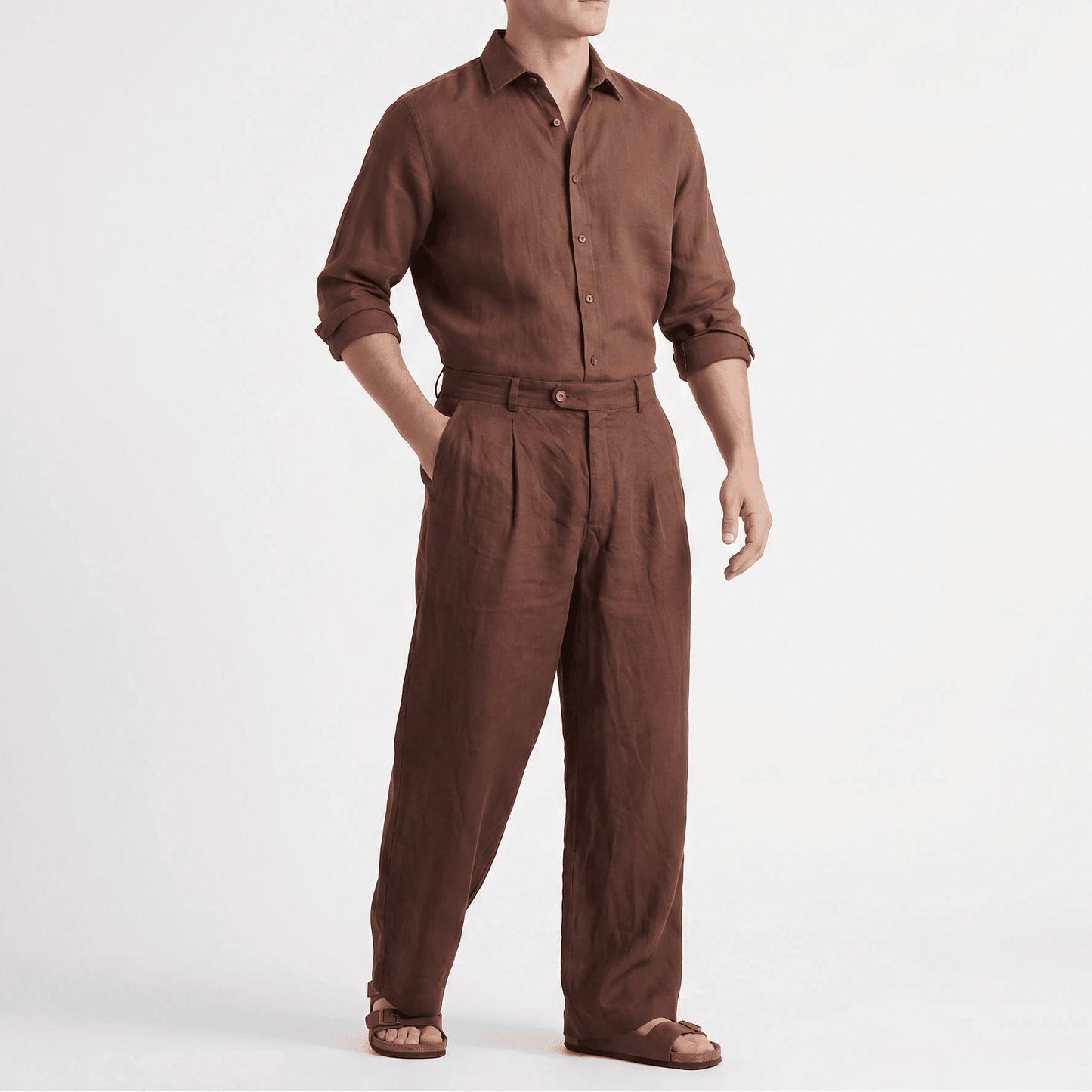 Stonebrook Studio - Stonebrook Studio | Men’s Linen Wide Fit Trousers Breathable Comfort Summer Pants