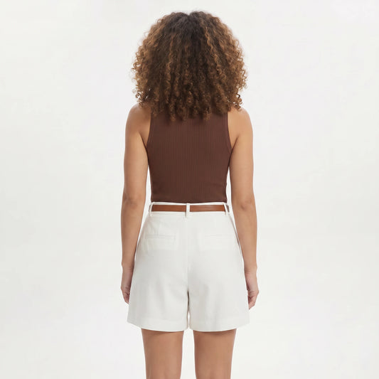 Stonebrook Studio - Stonebrook Studio | Women’s Mid Waist Pleated Tailored Shorts - Minimalist Everyday Comfort