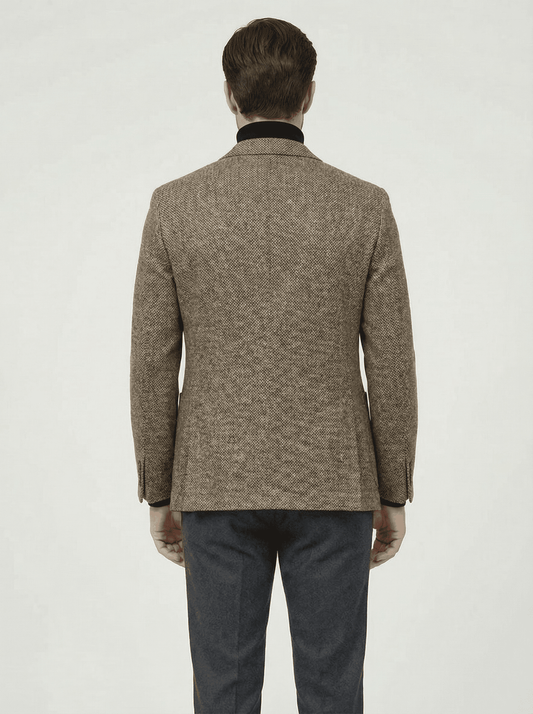 Stonebrook Studio - StonebrookStudio | Men’s Wool Herringbone Blazer – Single - Breasted Classic Fit