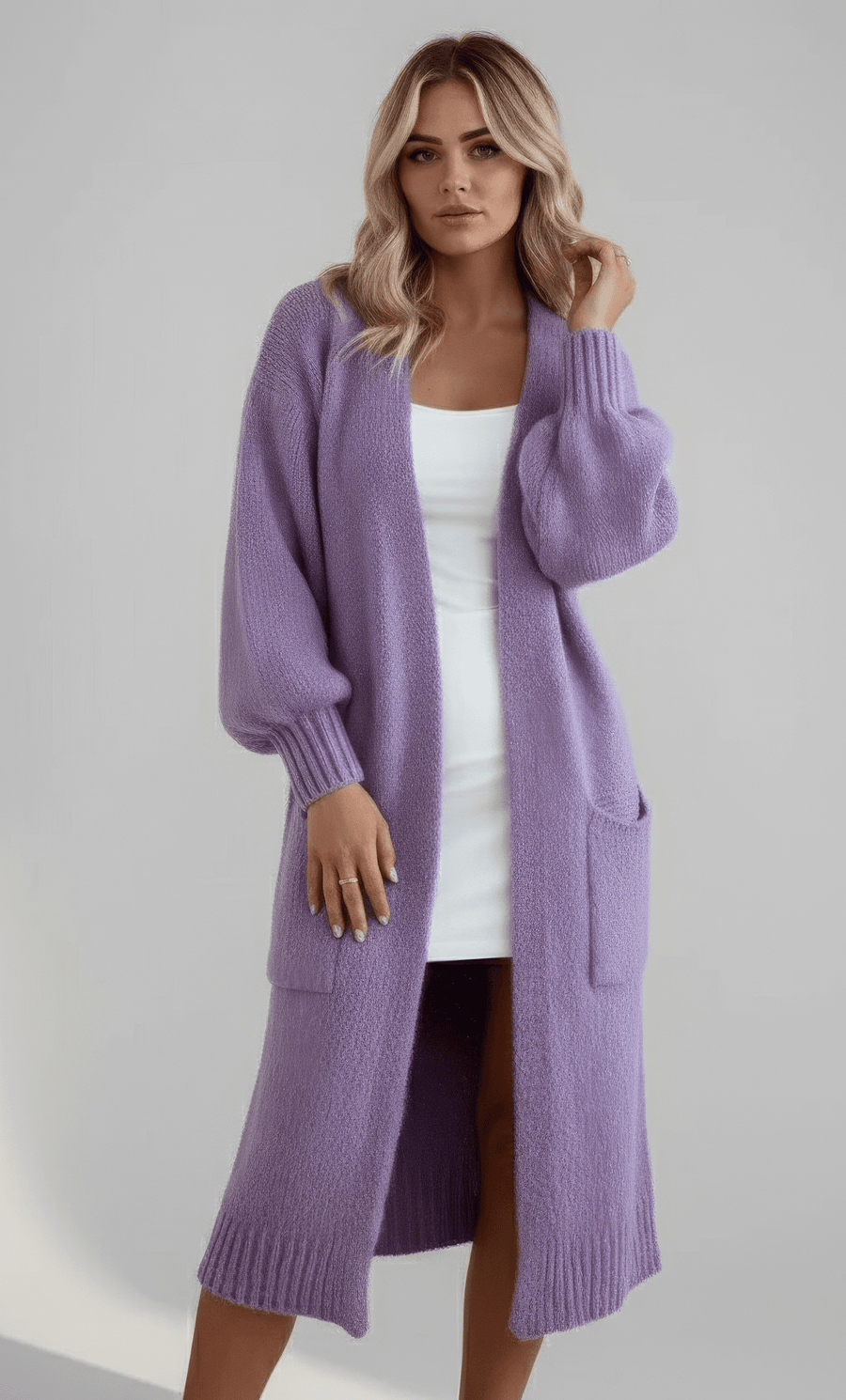 Stonebrook Studio - StonebrookStudio | Long Knitted Cardigan - Soft Knit Sweater with Pockets