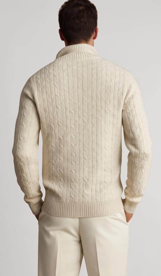 Men’s Jacquard Mock-Neck Half-Zip Sweater