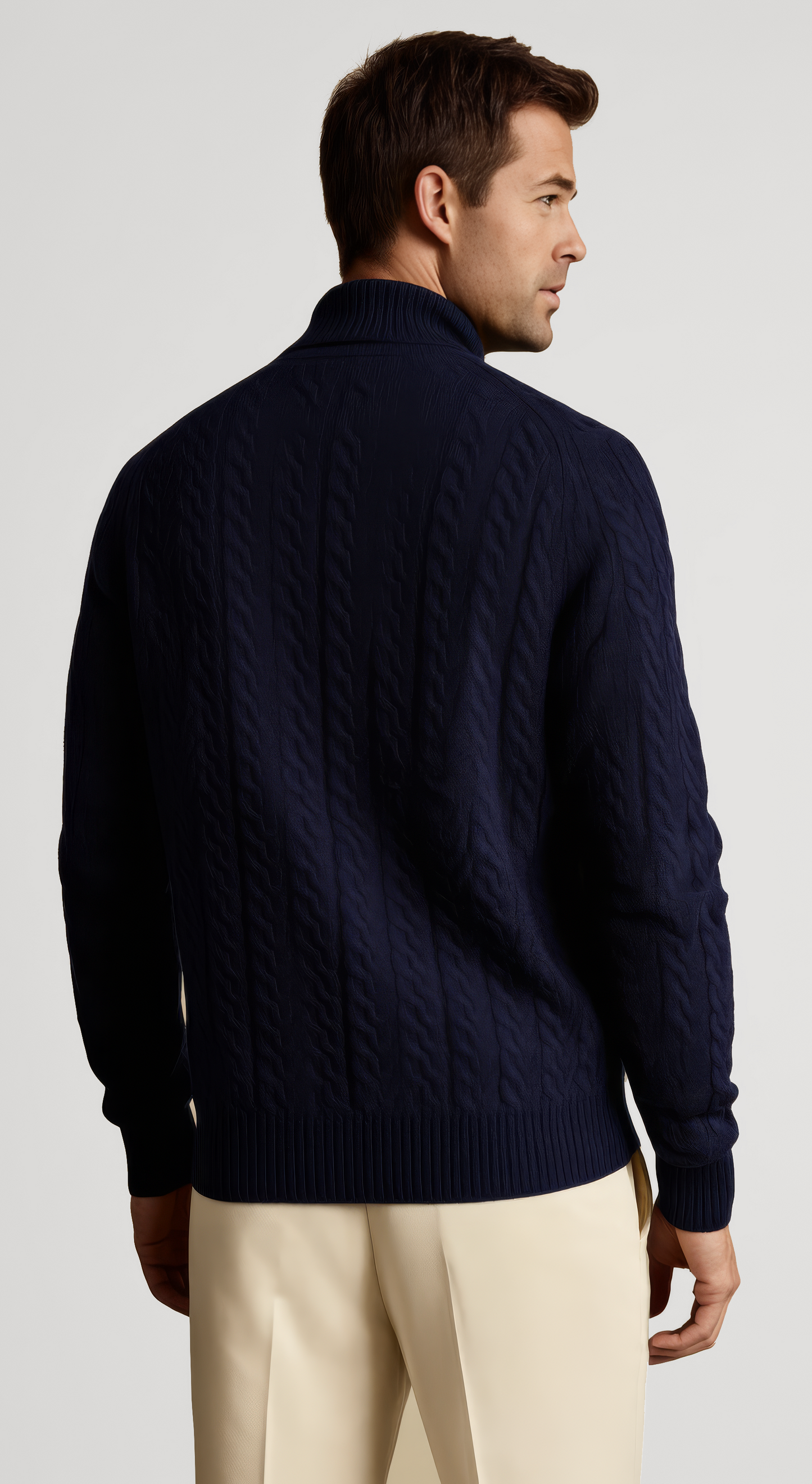 Men’s Jacquard Mock-Neck Half-Zip Sweater