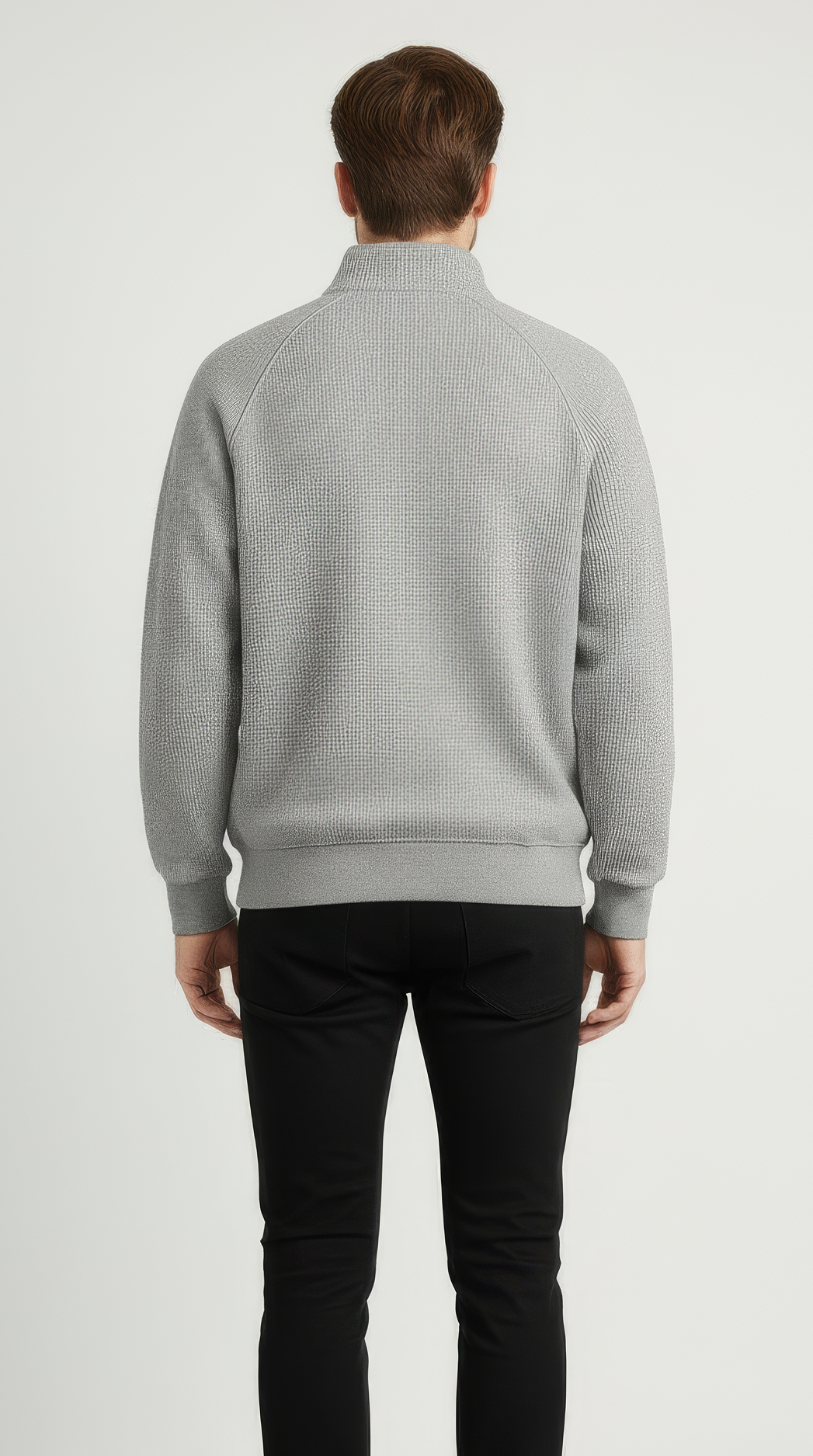 Men’s Thick Grey Cotton Turtleneck – Cozy Winter Sweatshirt Back