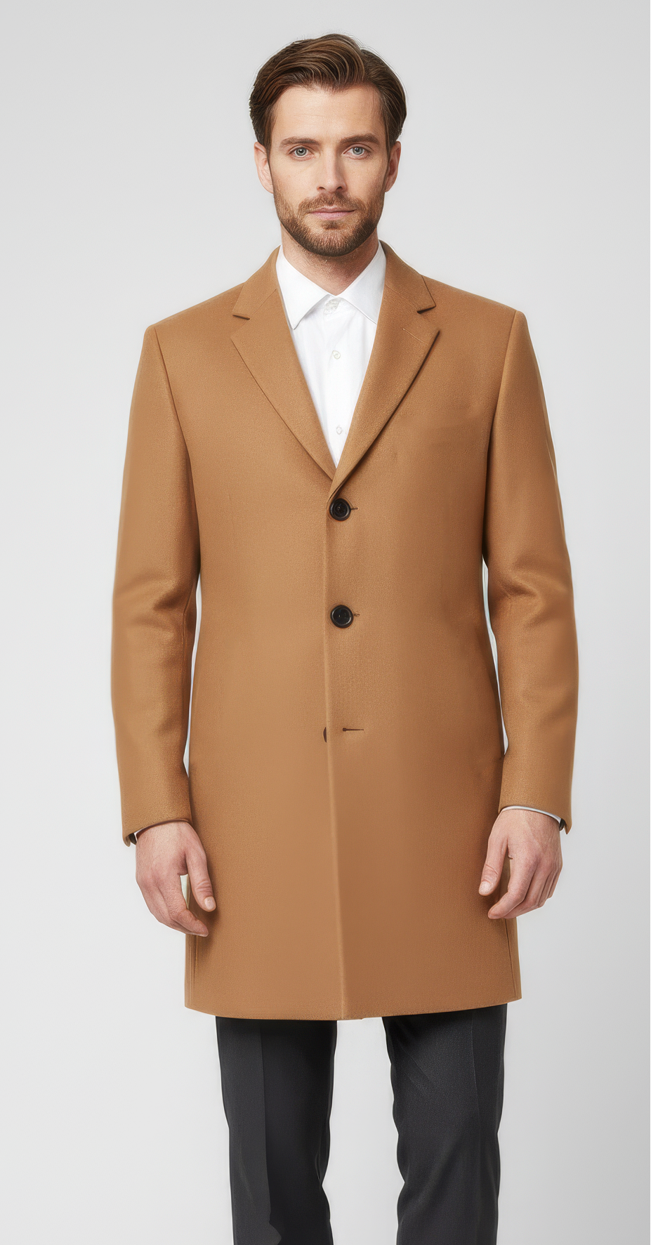 Men’s Winter Trench Coat - Windproof Warm Long Overcoat Brown
