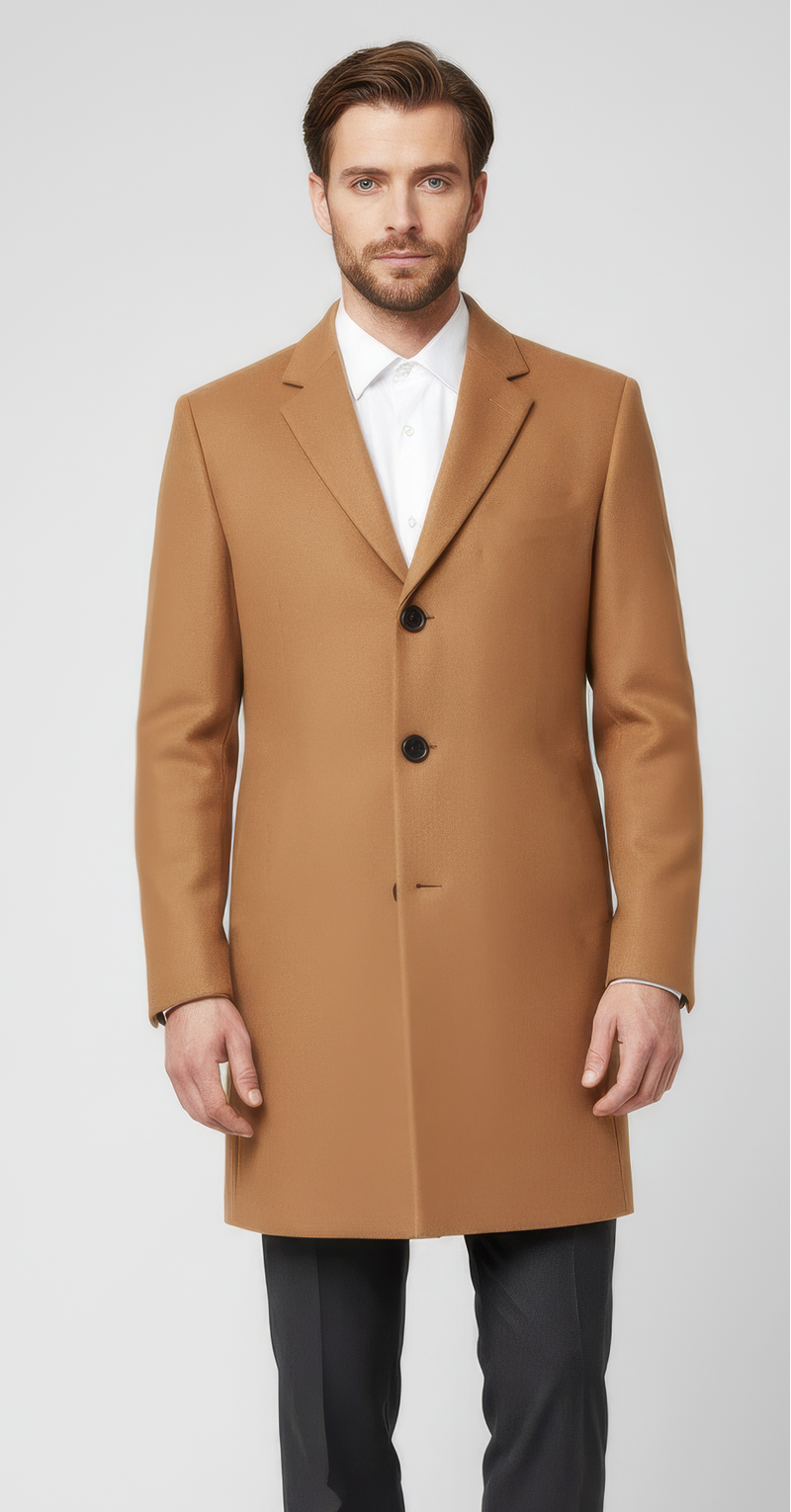 Men’s Winter Trench Coat - Windproof Warm Long Overcoat Brown