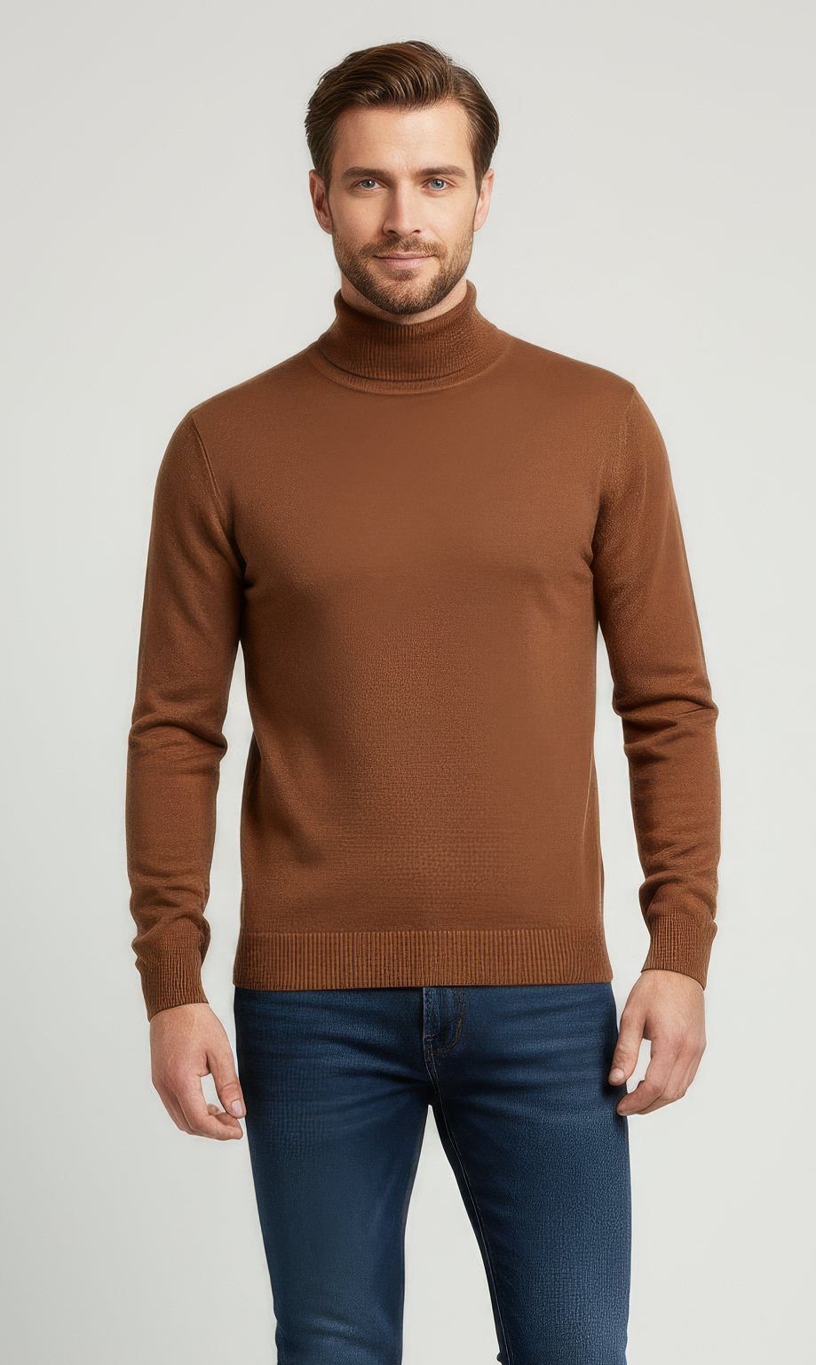 Pure_Merino_Roll_Neck_Jumper_Classic_Warm_Pullover_Brown
