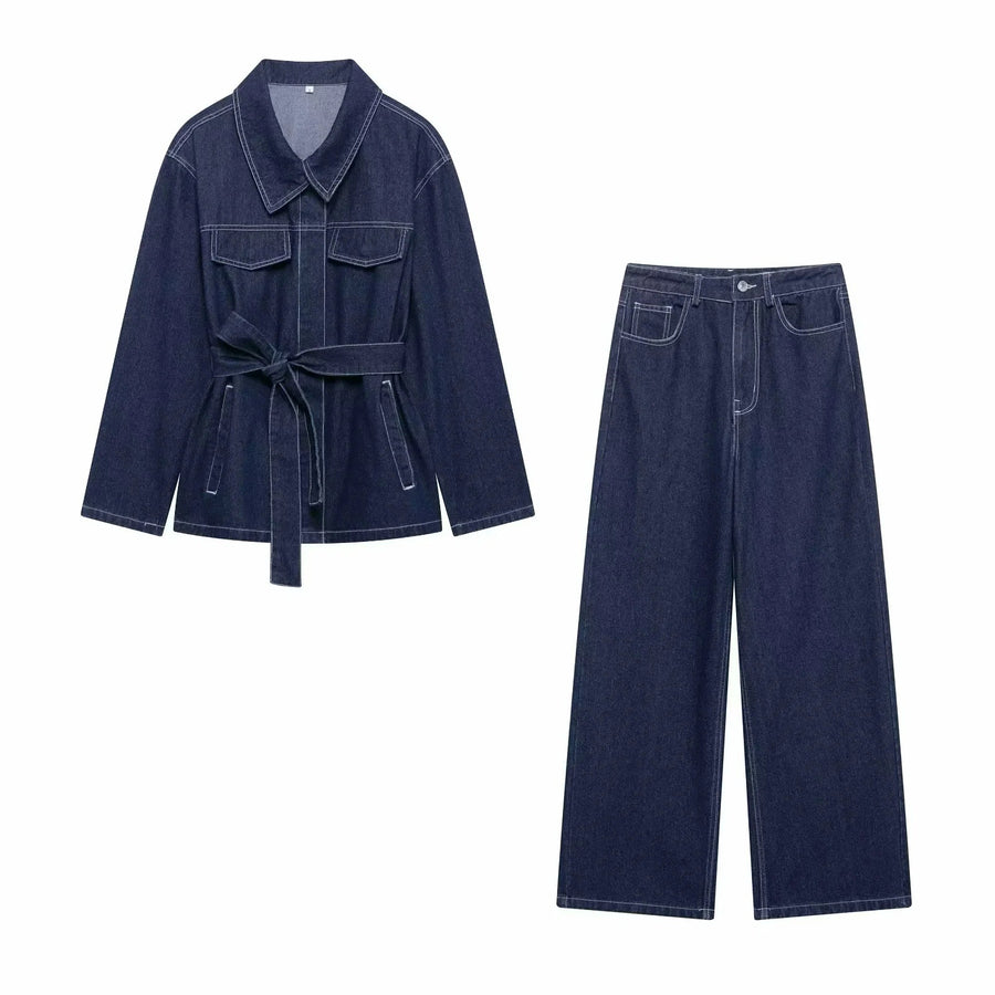 Stonebrook Studio - Stonebrook Studio | Women’s Belted Denim Jacket - Slim Fit Casual Outerwear