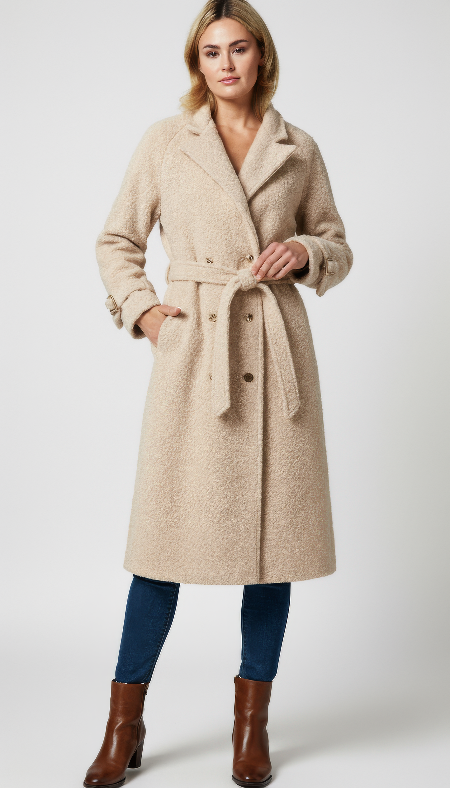 Women's Fleece Winter Jacket - Chic Beige Coat