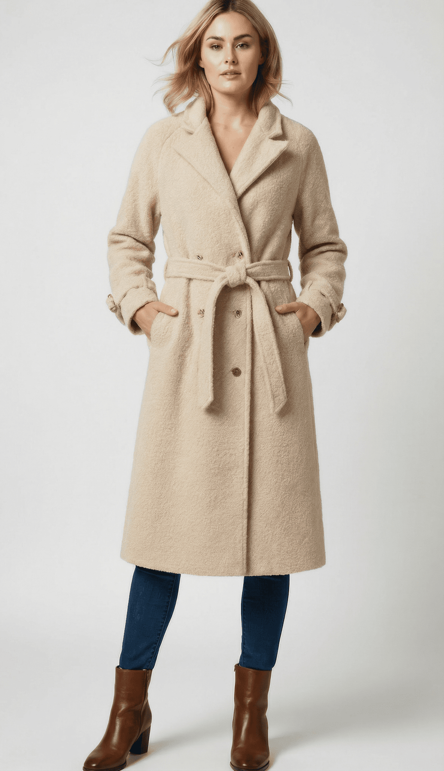 Stonebrook Studio - StonebrookStudio | Women's Fleece Winter Jacket - Chic Beige Coat