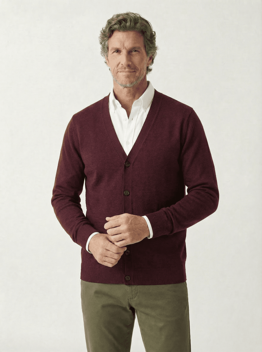 Stonebrook Studio - StonebrookStudio | Men’s Winter Cardigan – V - Neck Classic Knitwear