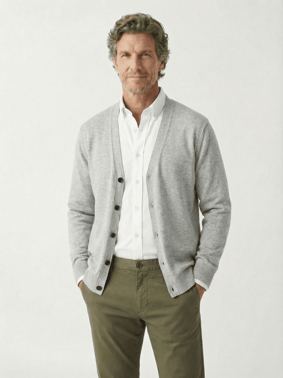 Stonebrook Studio - StonebrookStudio | Men’s Winter Cardigan – V - Neck Classic Knitwear