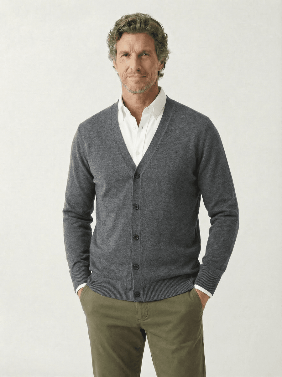 Stonebrook Studio - StonebrookStudio | Men’s Winter Cardigan – V - Neck Classic Knitwear