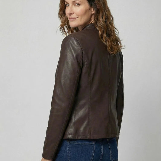 Stonebrook Studio - Stonebrook Studio | Women’s Lightweight Faux Leather Jacket - Comfortable Zip Up Style