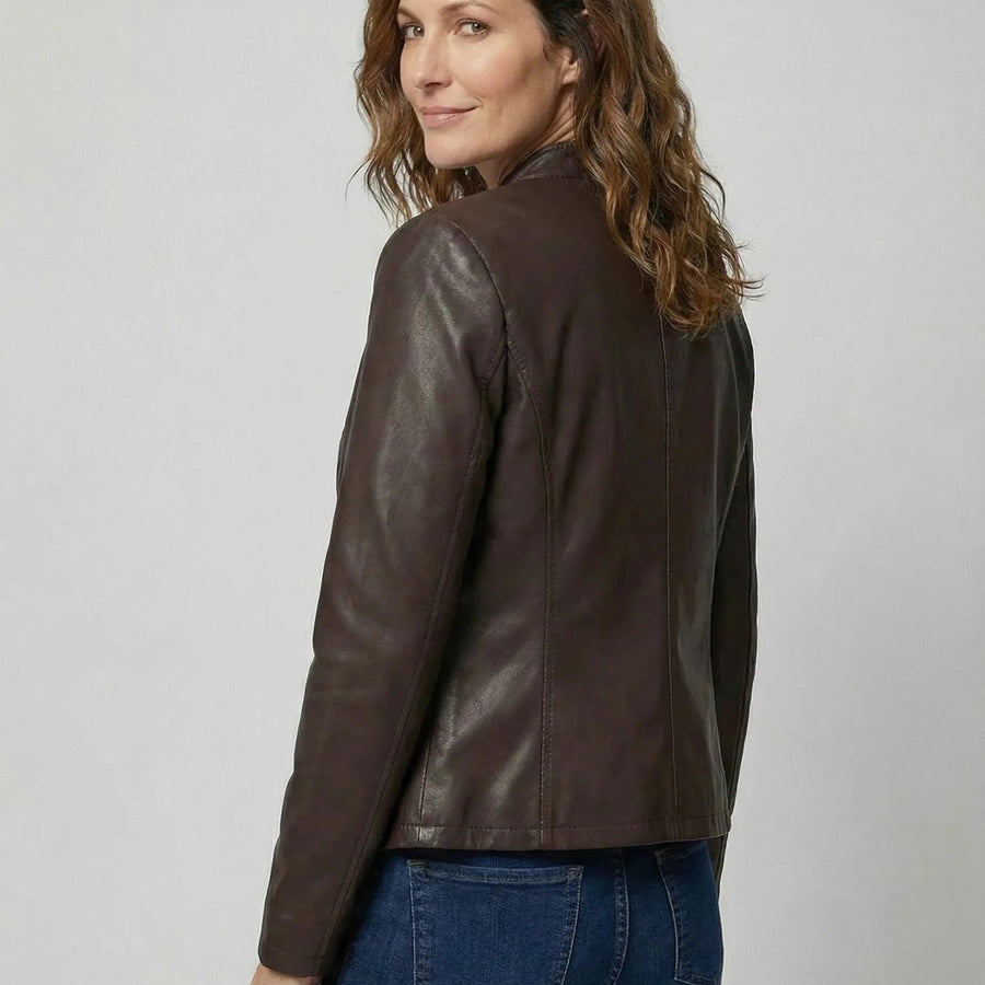 Stonebrook Studio - Stonebrook Studio | Women’s Lightweight Faux Leather Jacket - Comfortable Zip Up Style