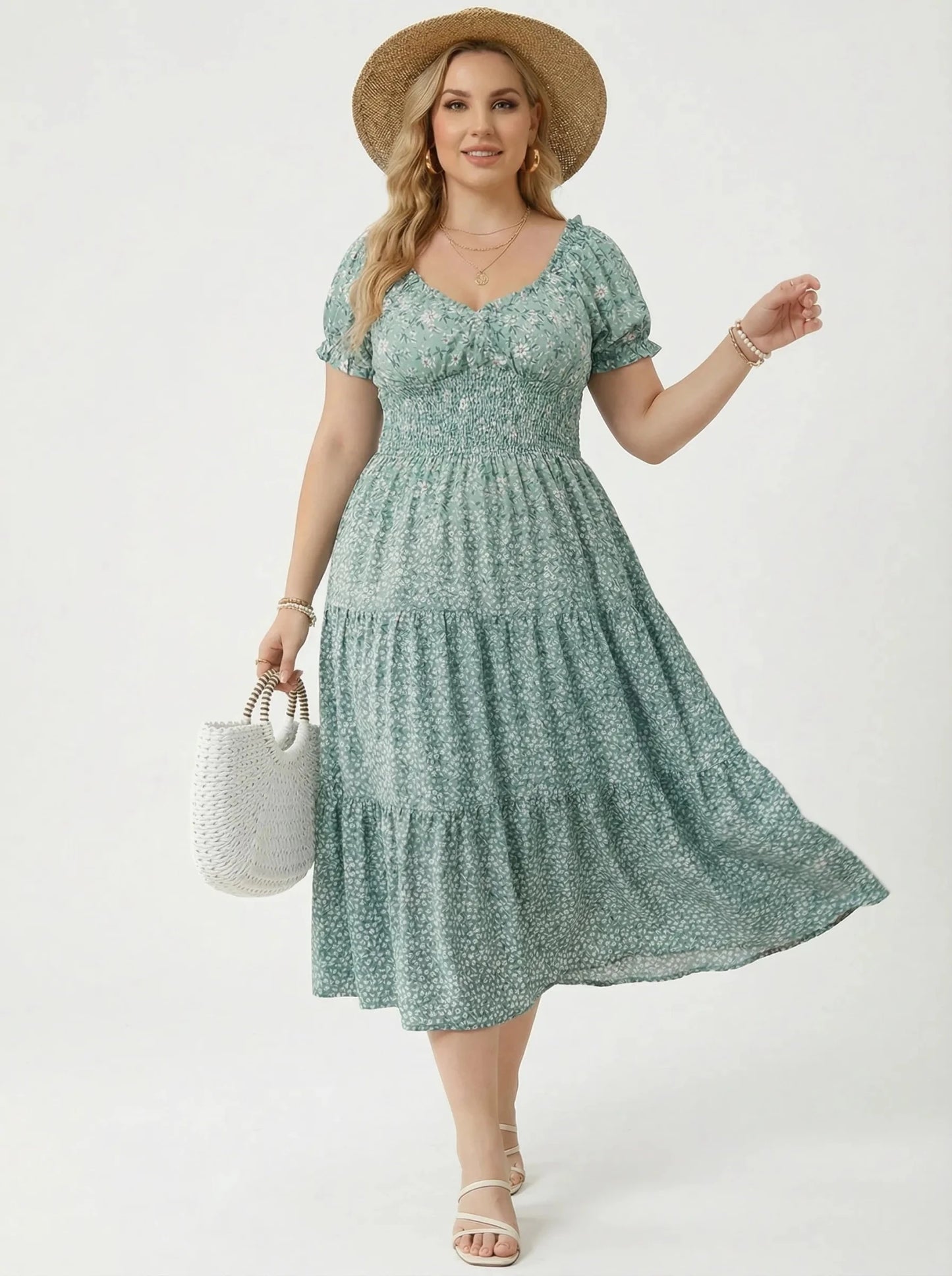 Stonebrook Studio - StonebrookStudio | Women’s Floral Maxi Dress Puff Sleeve - Casual Comfort Fit