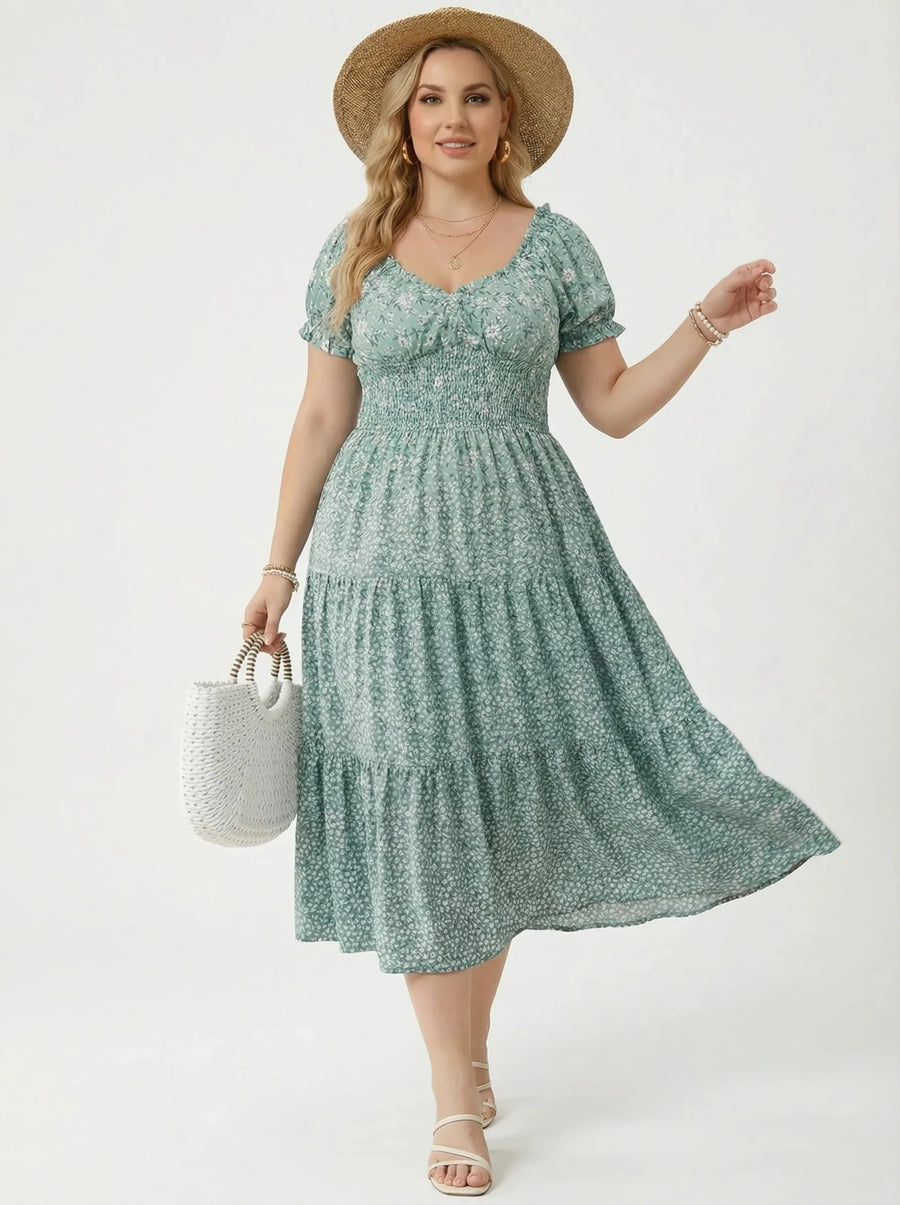 Stonebrook Studio - StonebrookStudio | Women’s Floral Maxi Dress Puff Sleeve - Casual Comfort Fit