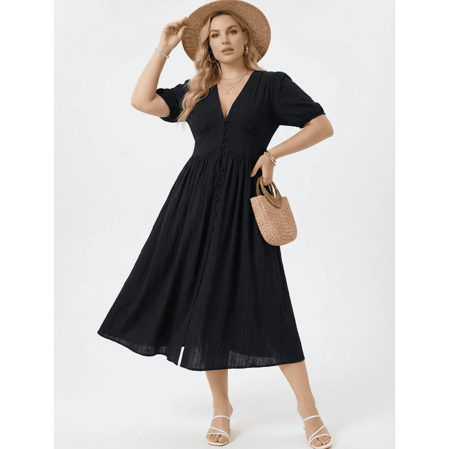 Stonebrook Studio - StonebrookStudio | Women’s Black Starlight Midi Dress - Lightweight Classic Fit
