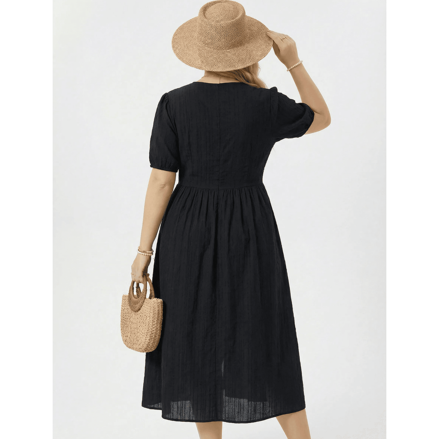 Stonebrook Studio - StonebrookStudio | Women’s Black Starlight Midi Dress - Lightweight Classic Fit