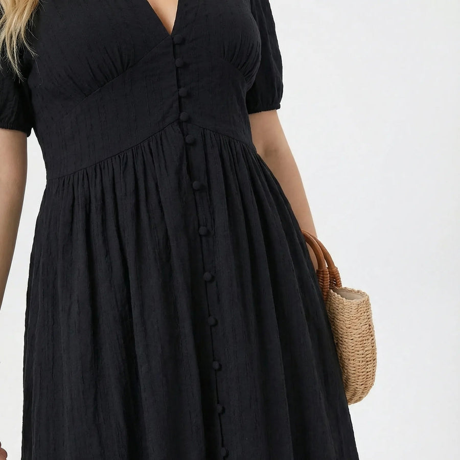Stonebrook Studio - StonebrookStudio | Women’s Black Starlight Midi Dress - Lightweight Classic Fit