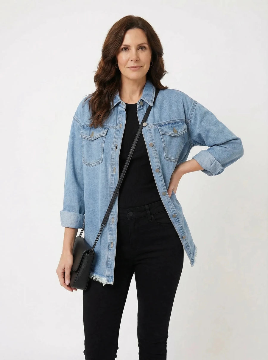 Stonebrook Studio - Stonebrook Studio | Women’s Loose Fit Denim Shirt Jacket Lightweight Cotton