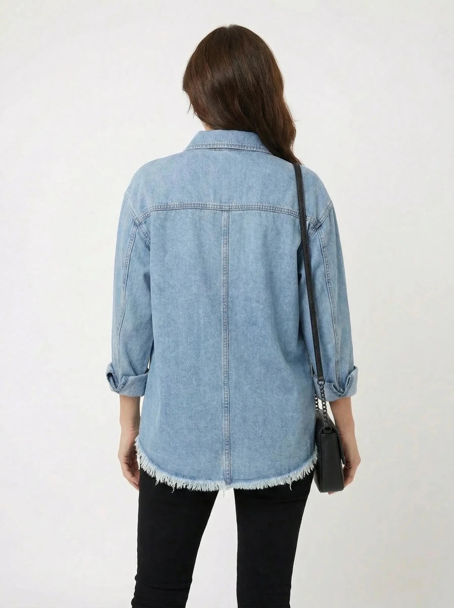 Stonebrook Studio - Stonebrook Studio | Women’s Loose Fit Denim Shirt Jacket Lightweight Cotton