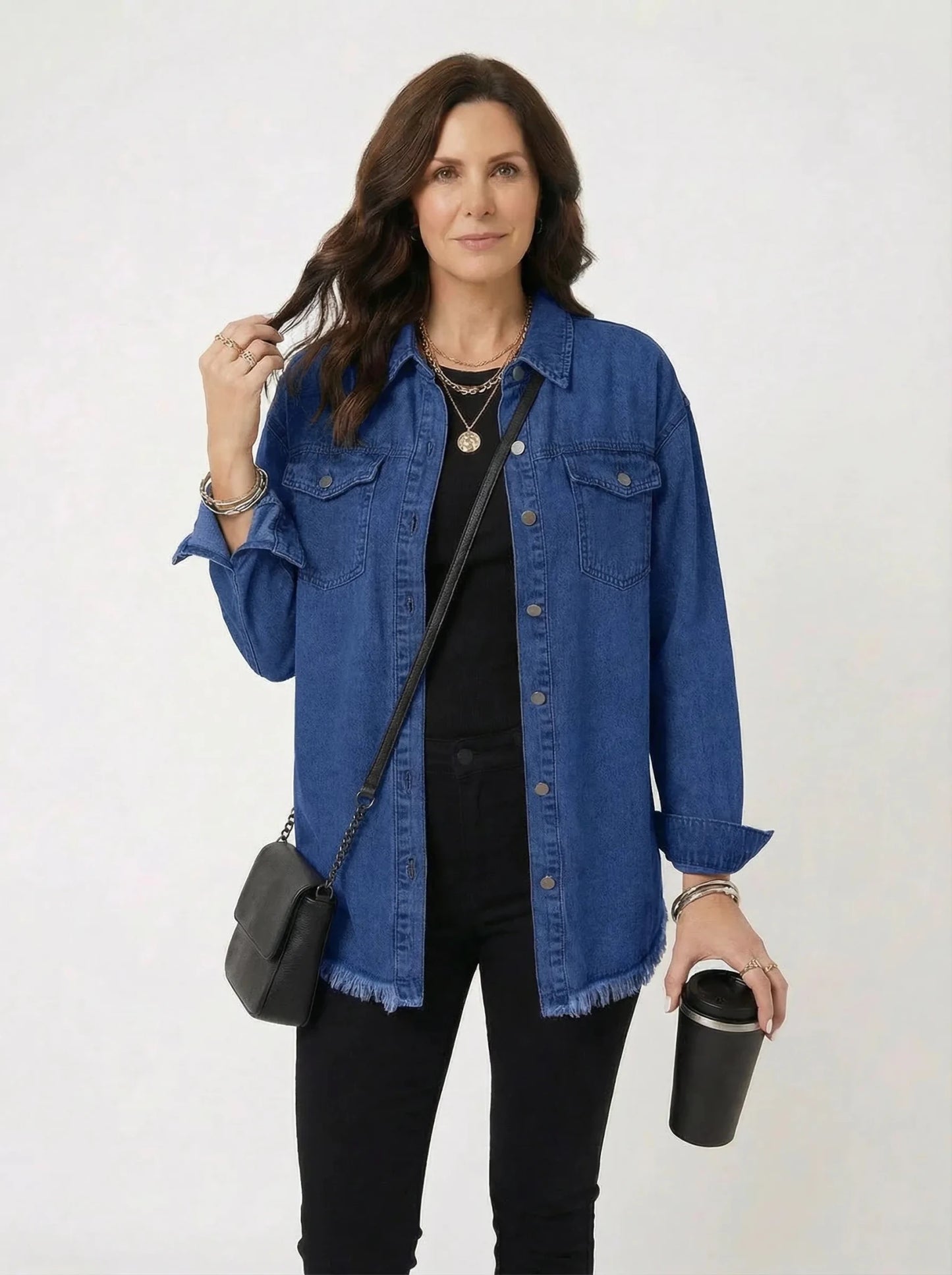 Stonebrook Studio - Stonebrook Studio | Women’s Loose Fit Denim Shirt Jacket Lightweight Cotton
