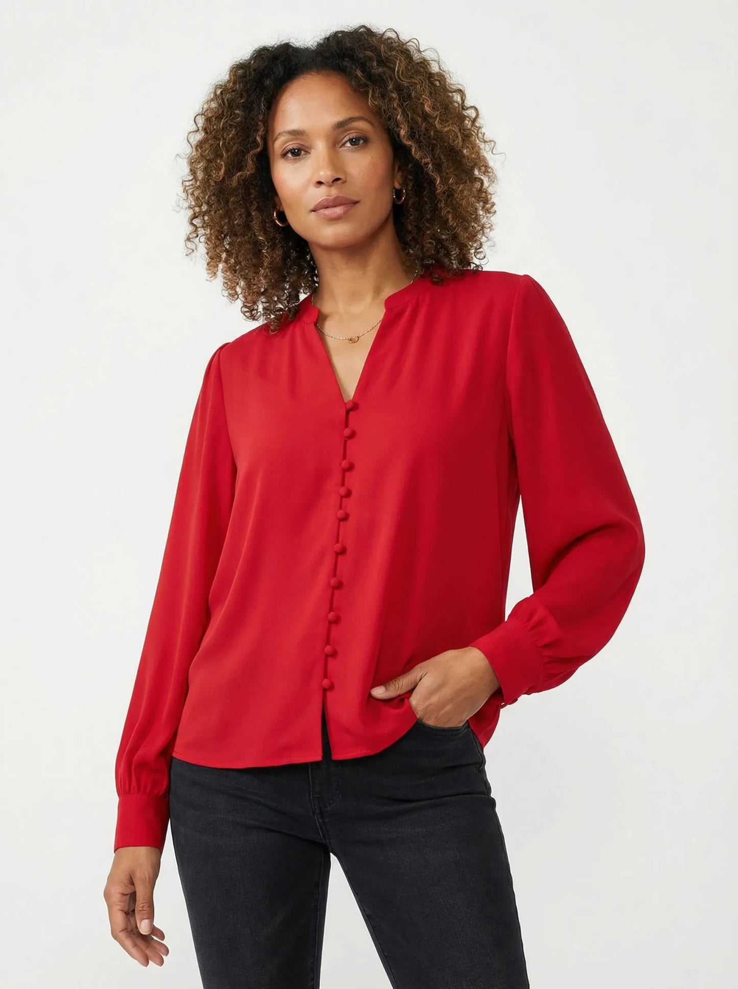 Stonebrook Studio - Stonebrook Studio | Women’s Button Through Blouse - Soft Long Sleeve Fit