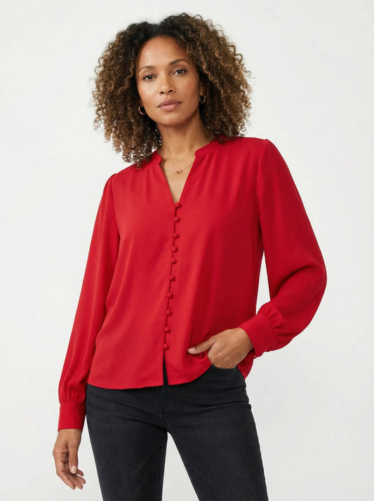 Stonebrook Studio - Stonebrook Studio | Women’s Button Through Blouse - Soft Long Sleeve Fit