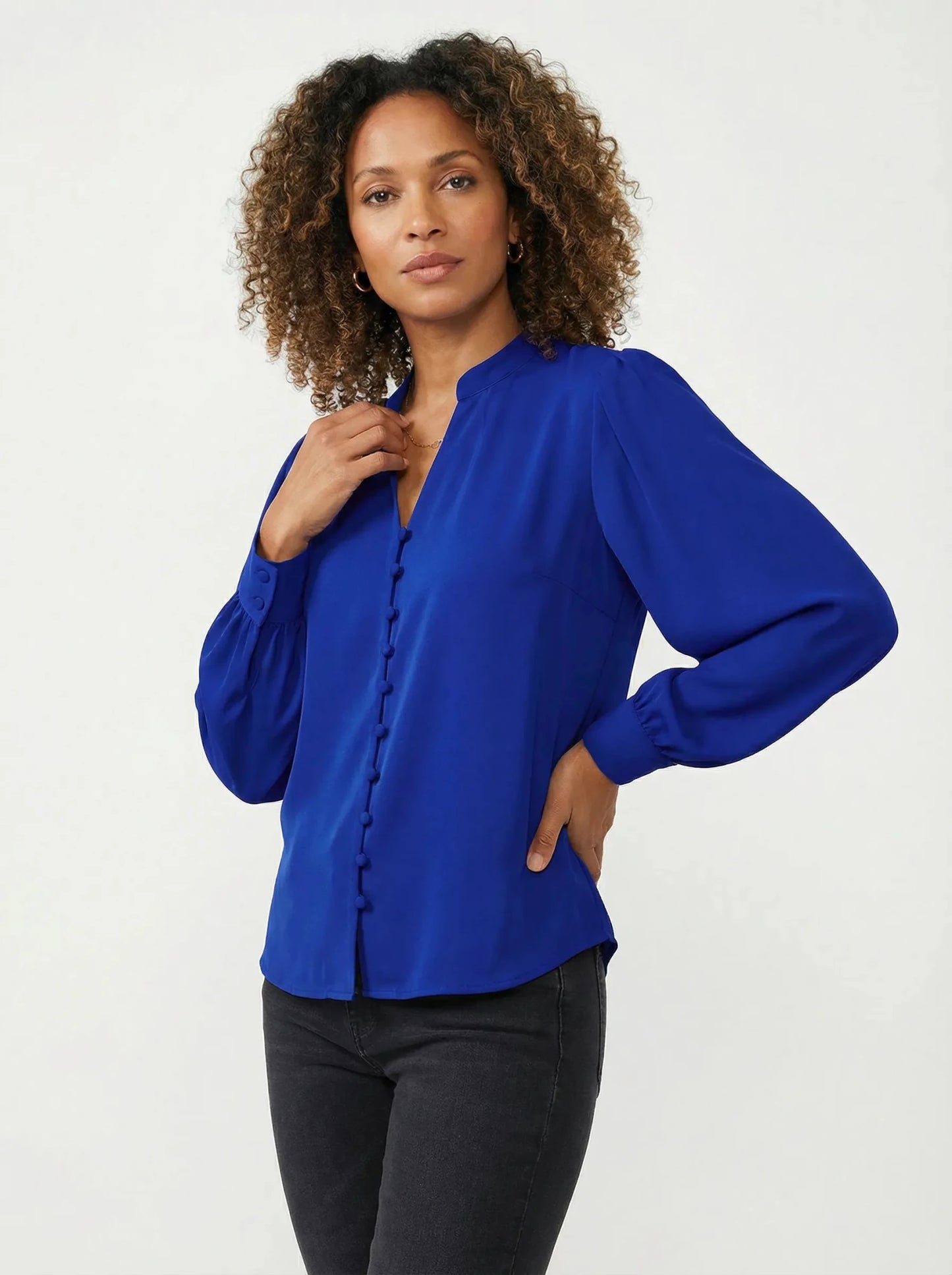 Stonebrook Studio - Stonebrook Studio | Women’s Button Through Blouse - Soft Long Sleeve Fit