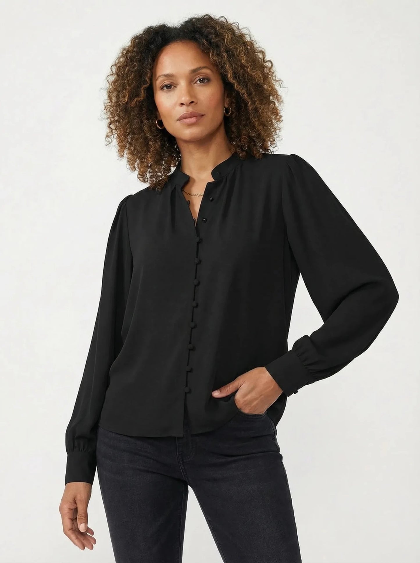Stonebrook Studio - Stonebrook Studio | Women’s Button Through Blouse - Soft Long Sleeve Fit