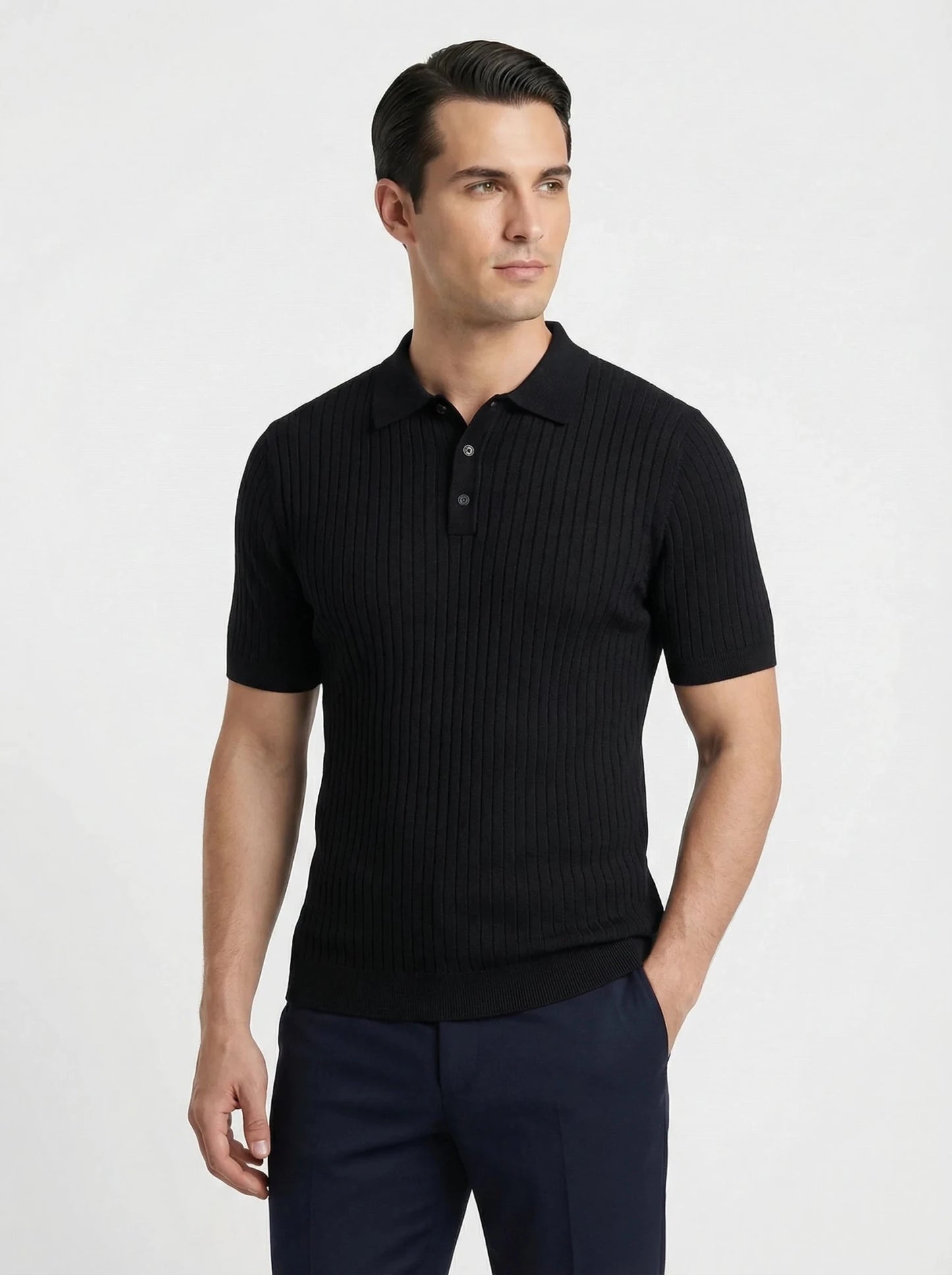 Stonebrook Studio - Stonebrook Studio | Men's Polo Shirt - Cotton Cable Knit
