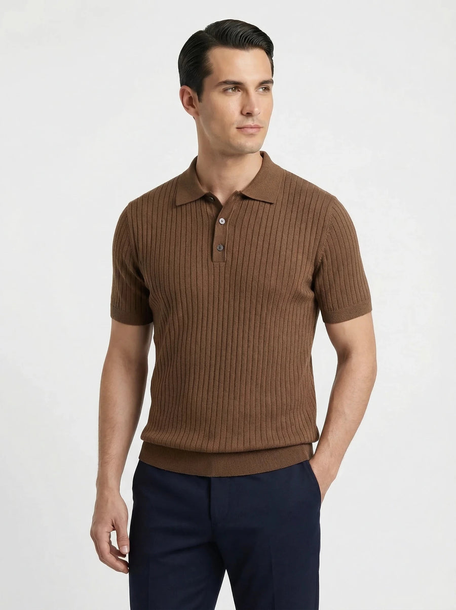 Stonebrook Studio - Stonebrook Studio | Men's Polo Shirt - Cotton Cable Knit