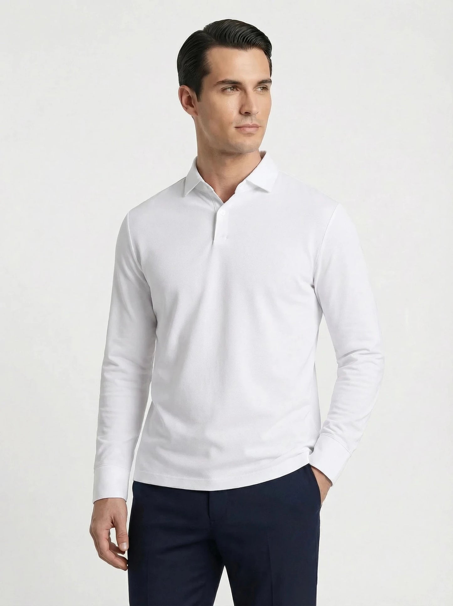 Stonebrook Studio - Stonebrook Studio | Men’s Cotton Stretch Polo Shirt - Breathable Long Sleeve