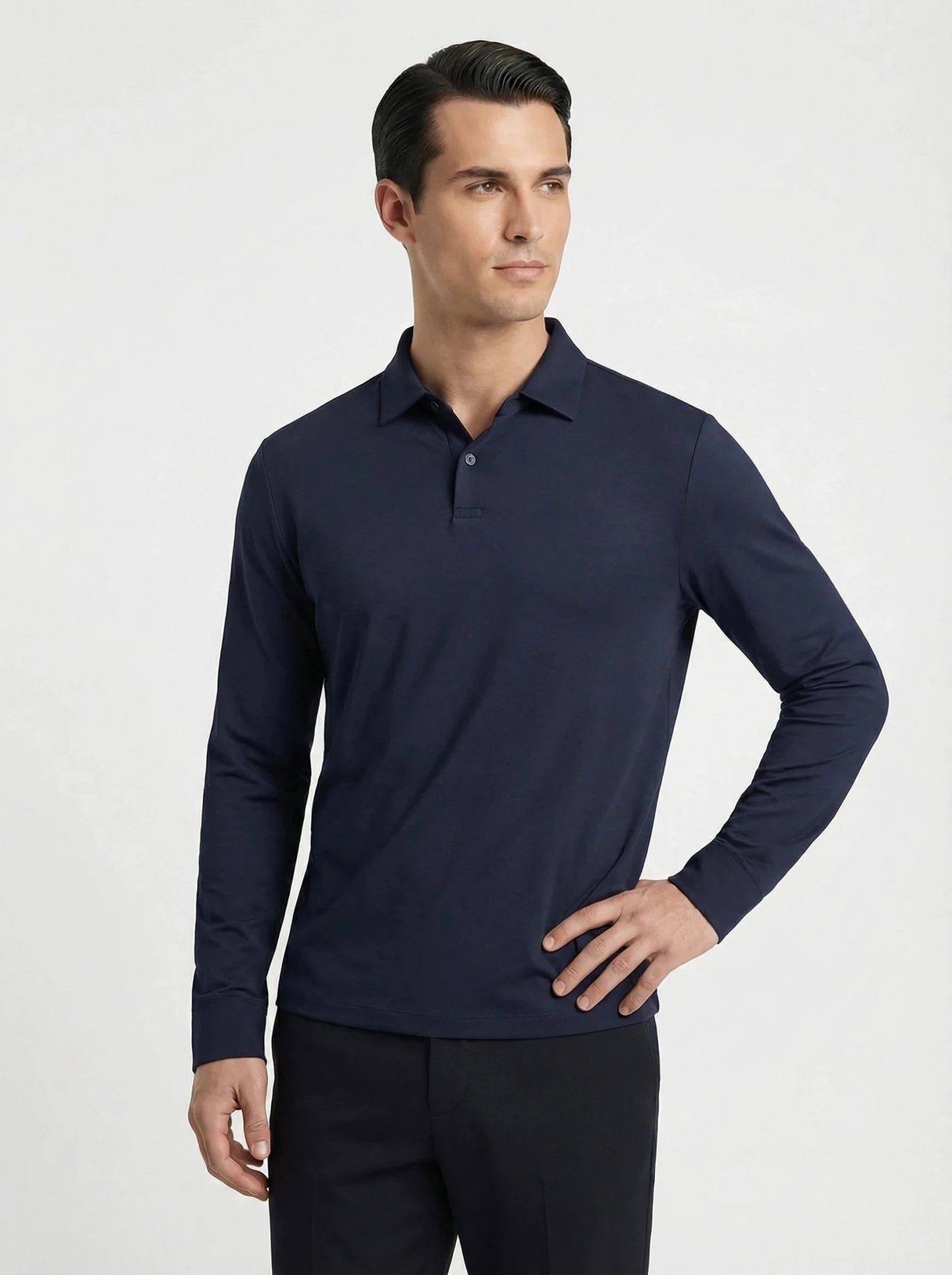 Stonebrook Studio - Stonebrook Studio | Men’s Cotton Stretch Polo Shirt - Breathable Long Sleeve