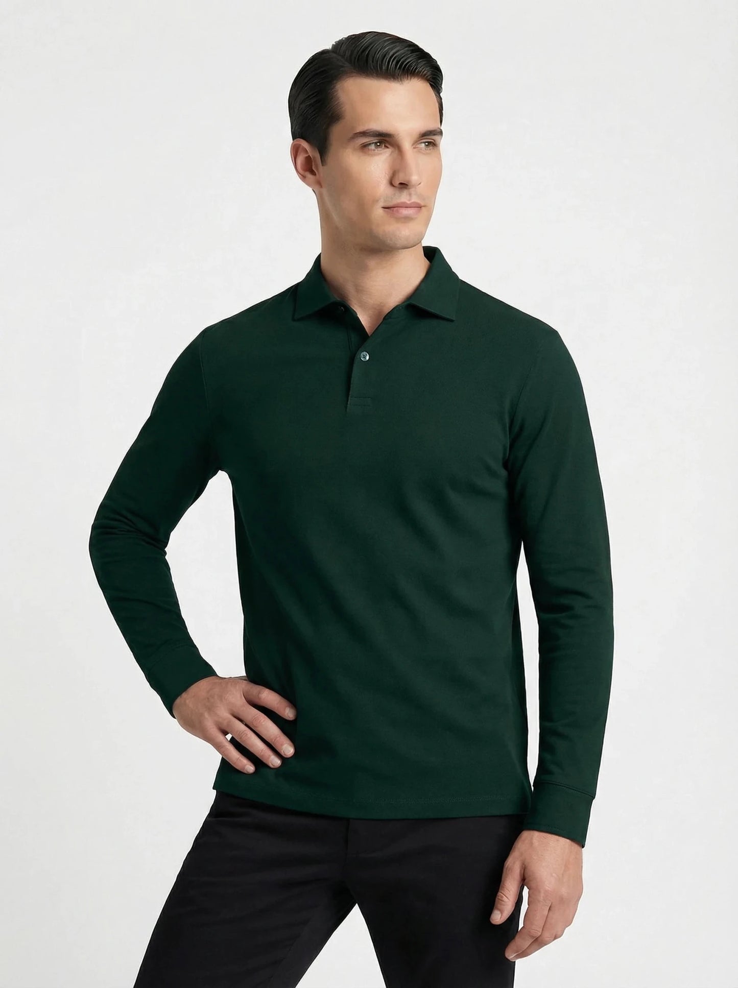 Stonebrook Studio - Stonebrook Studio | Men’s Cotton Stretch Polo Shirt - Breathable Long Sleeve