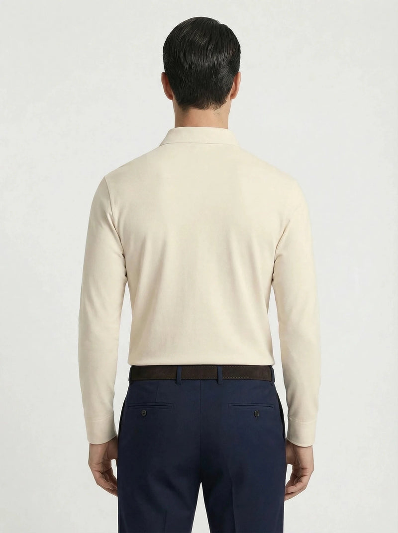 Stonebrook Studio - Stonebrook Studio | Men’s Cotton Stretch Polo Shirt - Breathable Long Sleeve