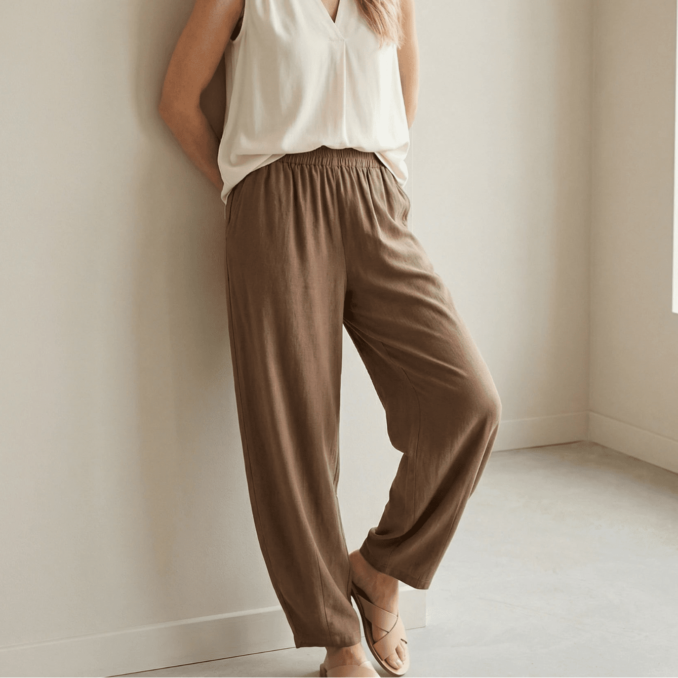 Stonebrook Studio - StonebrookStudio | Women’s High Waist Linen Pants - Loose Fit Breathable Comfort