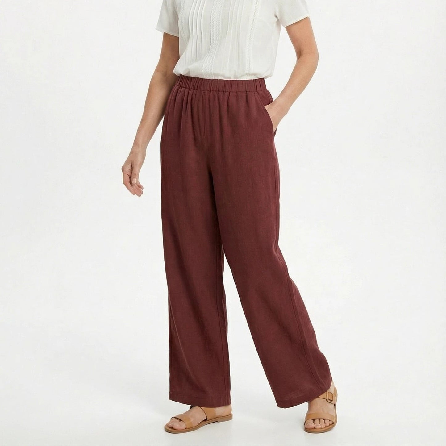Stonebrook Studio - StonebrookStudio | Women’s High Waist Linen Pants - Loose Fit Breathable Comfort